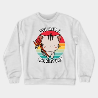 Cute tabby Cat is a naughty boy Crewneck Sweatshirt